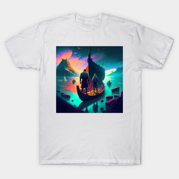 Setting Sail, Valheim Inspired Vikings T-Shirt by AICreateWorlds